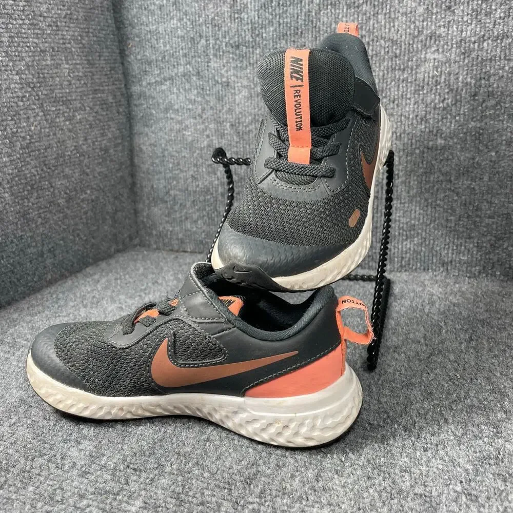 Nike Revolution 5 Toddler Sneakers 11C Black/Pink Swoosh Hook & Loop Casual
